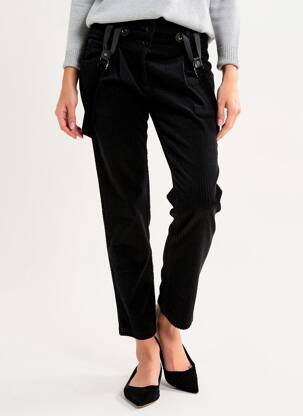 Pantalon slim închidere cu fermoar sub clapetă cu nasturi negru LILI SIDONIO femeie
