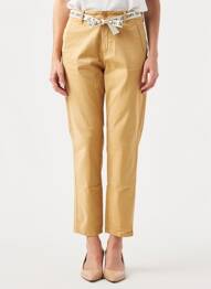 Pantalon 7/8 închidere cu fermoar sub clapetă cu nasturi bej LE TEMPS DES CERISES femeie