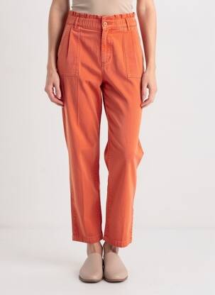 Pantalon drept talie elastică portocalie HAPPY femeie