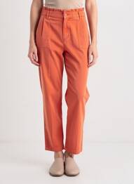 Pantalon drept talie elastică portocaliu HAPPY femeie