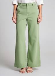 Pantalon evazat croială evazată verde LPB femeie