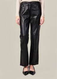 Pantalon drept talie elastică mărime normală negru ROSE GARDEN femeie