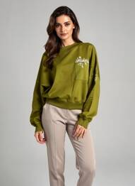 Hanorac broderie mâneci lungi verde ROSE GARDEN femeie