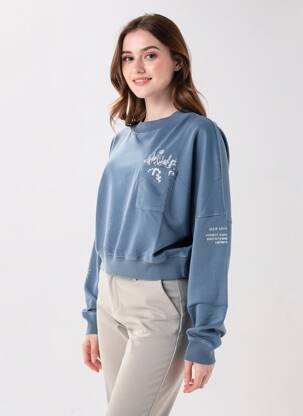 Hanorac elasticitate mâneci lungi albastru ROSE GARDEN femeie