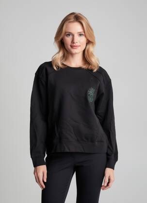 Hanorac elasticitate mâneci lungi negru ROSE GARDEN femeie
