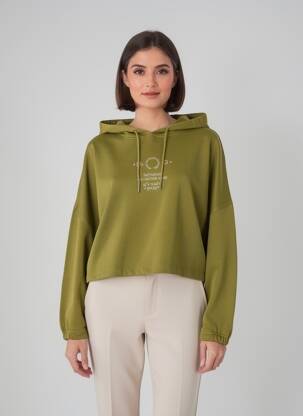 Hanorac cu glugă broderie mâneci lungi verde ROSE GARDEN femeie
