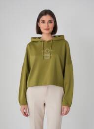 Hanorac cu glugă broderie mâneci lungi verde ROSE GARDEN femeie