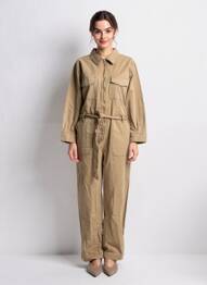 Salopetă-pantalon buzunare mâneci lungi verde ROSE GARDEN femeie