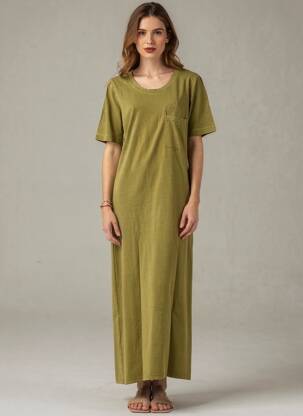 Rochie lungă mâneci scurte mâneci scurte verde ROSE GARDEN femeie