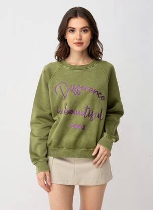 Pulover croială dreaptă mâneci lungi verde ROSE GARDEN femeie