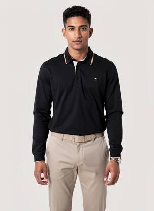 Polo mâneci lungi mâneci lungi negru CAMBERABERO bărbat