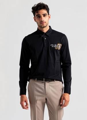 Polo mâneci lungi mâneci lungi negru CAMBERABERO bărbat