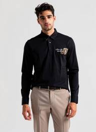 Polo mâneci lungi mâneci lungi negru CAMBERABERO bărbat