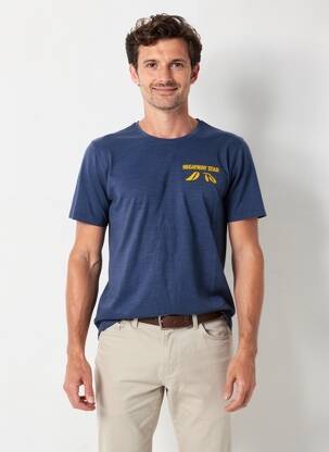 Tricou croială dreaptă mâneci scurte albastru DAYTONA bărbat