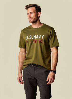 Tricou broderie mâneci scurte verde DAYTONA bărbat