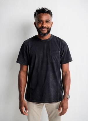 Tricou croială dreaptă mâneci scurte negru DAYTONA bărbat