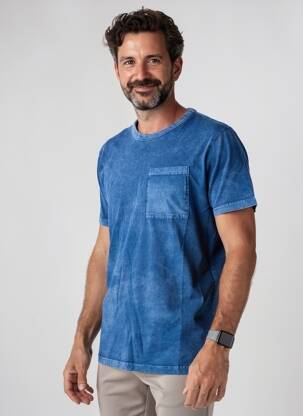 Tricou croială dreaptă mâneci scurte albastru DAYTONA bărbat