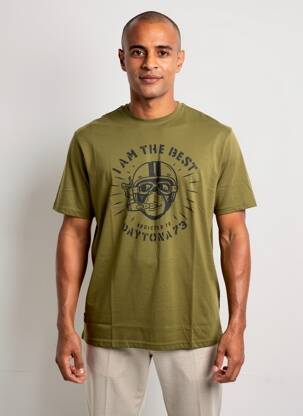 Tricou croială dreaptă mâneci scurte verde DAYTONA bărbat