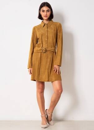 Rochie scurtă mâneci lungi mâneci lungi maro ROSE GARDEN femeie