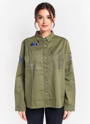 Jachete casual croială dreaptă verde ROSE GARDEN femeie