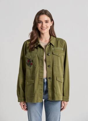 Jachete casual croială dreaptă verde ROSE GARDEN femeie