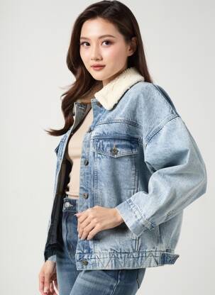Jachete casual buzunare albastru ROSE GARDEN femeie