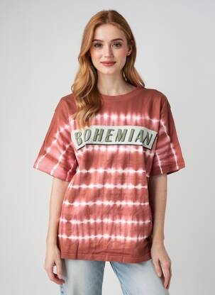 Tricou croială dreaptă mâneci scurte roz ROSE GARDEN femeie