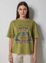 Tricou mâneci trei sferturi mâneci scurte verde ROSE GARDEN femeie