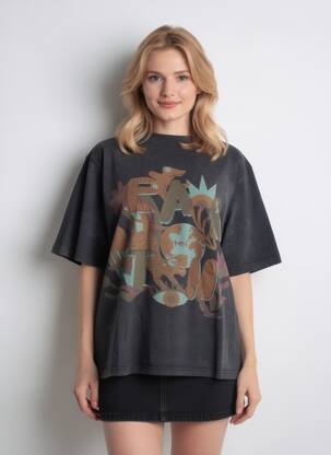 Tricou croială dreaptă mâneci scurte negru ROSE GARDEN femeie
