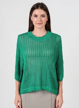 Pulover croială dreaptă mâneci 3/4 verde TIFFOSI femeie