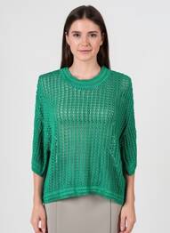 Pulover guler rotund mâneci 3/4 verde TIFFOSI femeie