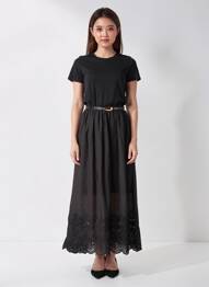 Rochie lungă mâneci scurte mâneci scurte negru MC LORENE femeie