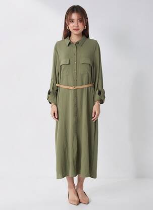 Rochie lungă mâneci lungi mâneci lungi verde TIFFOSI femeie