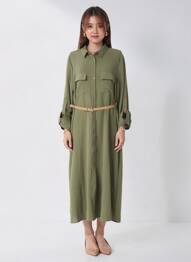 Rochie lungă mâneci lungi mâneci lungi verde TIFFOSI femeie