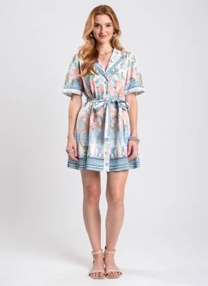 Rochie scurtă mâneci scurte mâneci scurte albastru PAPERLACE femeie