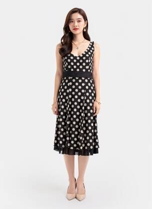 Rochie midi fără mâneci fără mâneci negru LULU.H femeie