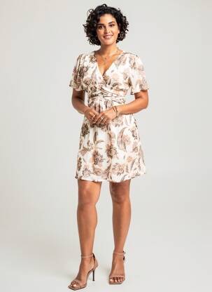 Rochie scurtă mâneci scurte mâneci scurte alb BY ONE femeie