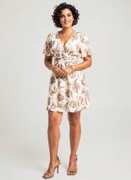 Rochie scurtă mâneci scurte mâneci scurte alb BY ONE femeie