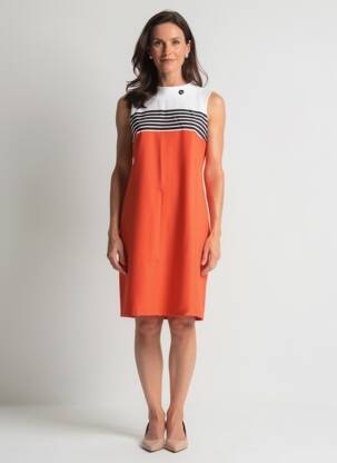 Rochie midi mâneci scurte mâneci scurte portocalie HIPPOCAMPE femeie