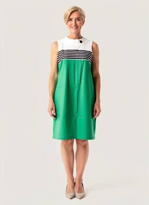 Rochie midi mâneci scurte mâneci scurte verde HIPPOCAMPE femeie