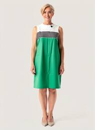 Rochie midi închidere cu fermoar la spate mâneci scurte verde HIPPOCAMPE femeie