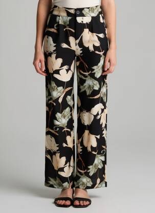 Pantalon drept talie elastică negru IKOONE&BIANKA femeie