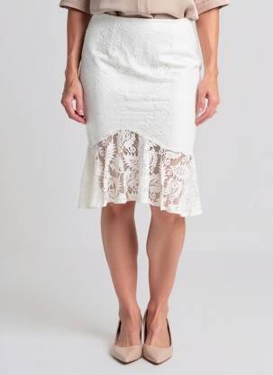 Fustă midi croială evazată alb HF WOMAN COLLECTION femeie