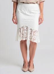 Fustă midi croială evazată alb HF WOMAN COLLECTION femeie