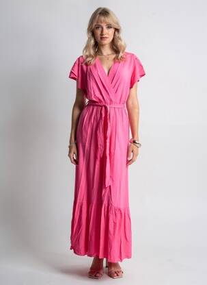 Rochie lungă mâneci scurte mâneci scurte roz C'FLO femeie
