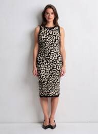 Rochie midi imprimeu fantezie fără mâneci negru JOLIO & CO femeie