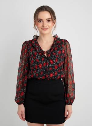 Cămașă țesătură crep mâneci lungi negru LOVIE & CO femeie