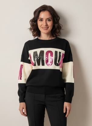 Pulover croială dreaptă mâneci lungi negru PARIS ET MOI femeie