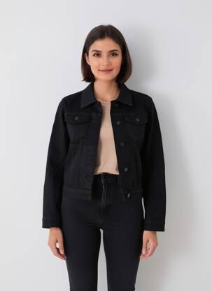 Jachete casual croială dreaptă negru MISS BON femeie