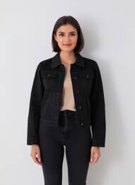 Jachete casual croială dreaptă negru MISS BON femeie